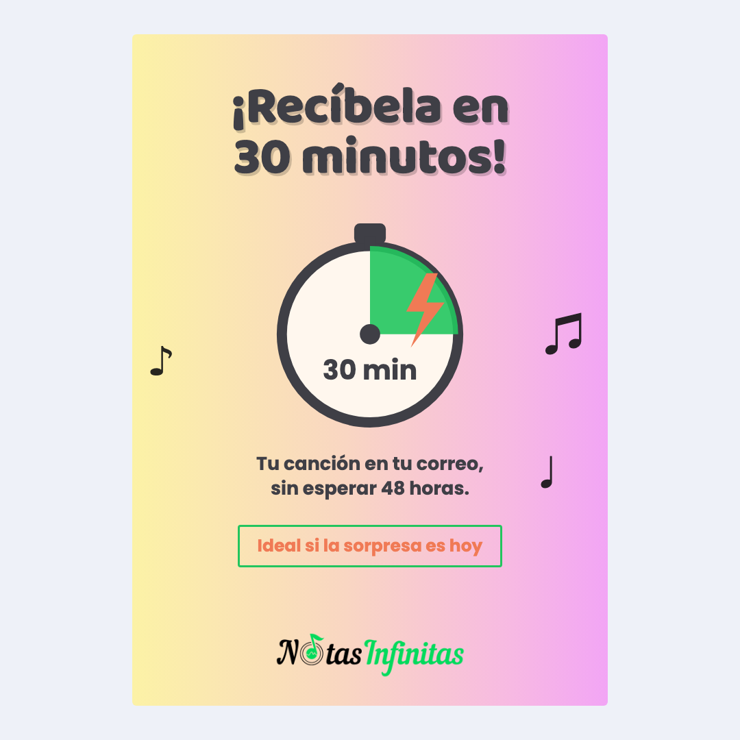 Recíbela en 30 minutos